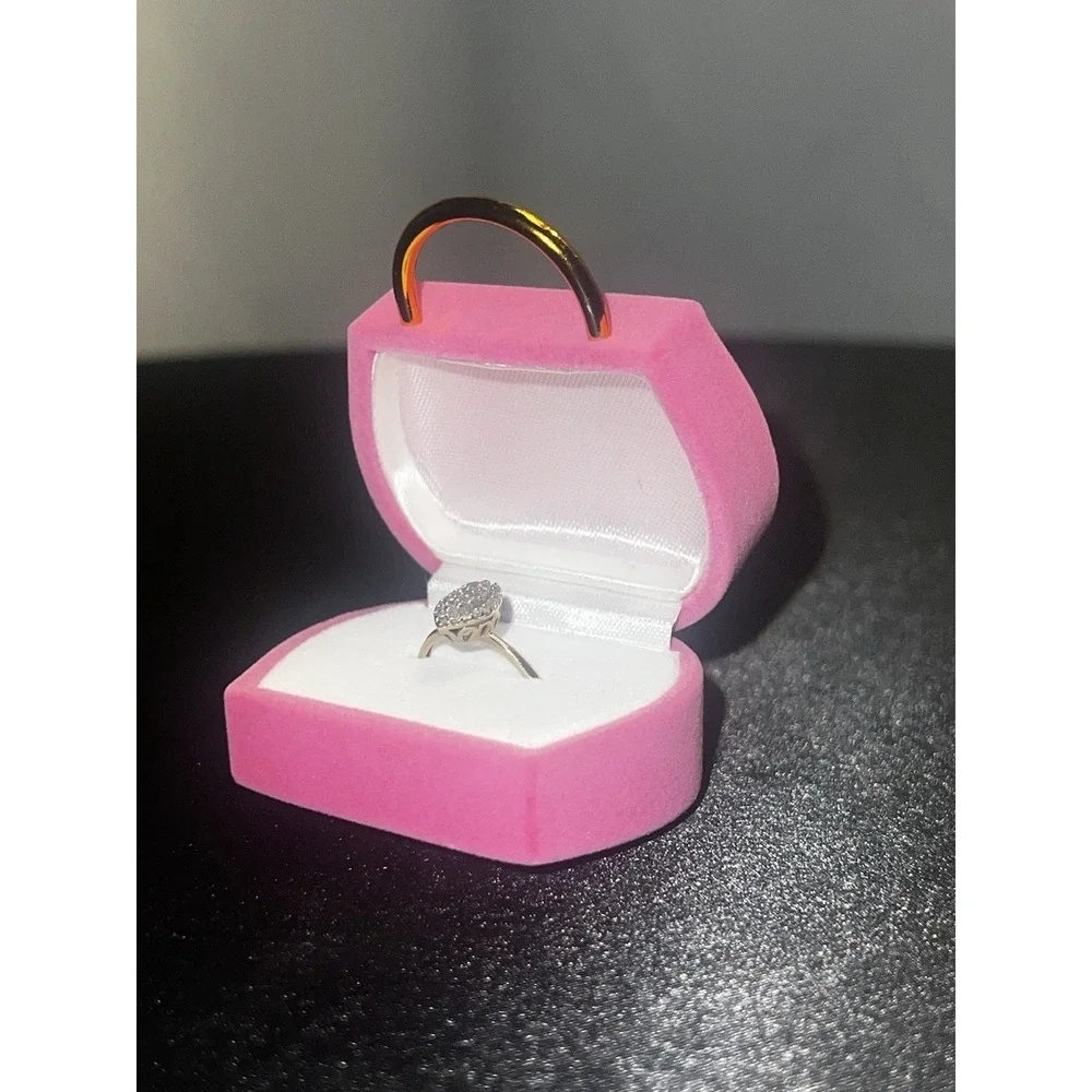 Vintage Hot Pink Velvet Purse Ring Box